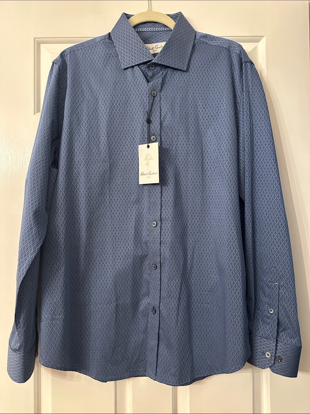 Robert Graham Men's Blue Micro-Pattern Dress Shirt